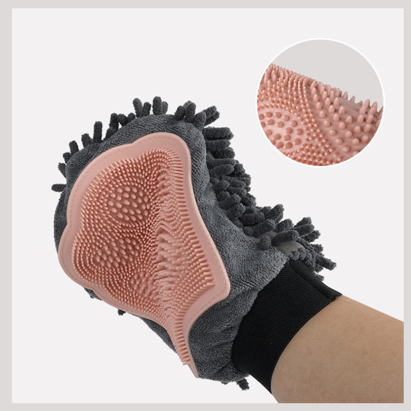2-in-1 Pet Grooming Glove Brush for Bathing and Massage