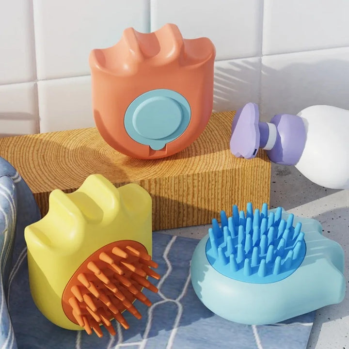 Pet Bath Massage Brush with Shampoo Dispenser and Comb