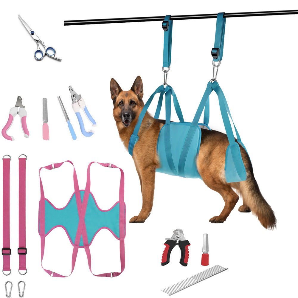 Pet Grooming Hammock with Hanging Harness and Nail Trimmer