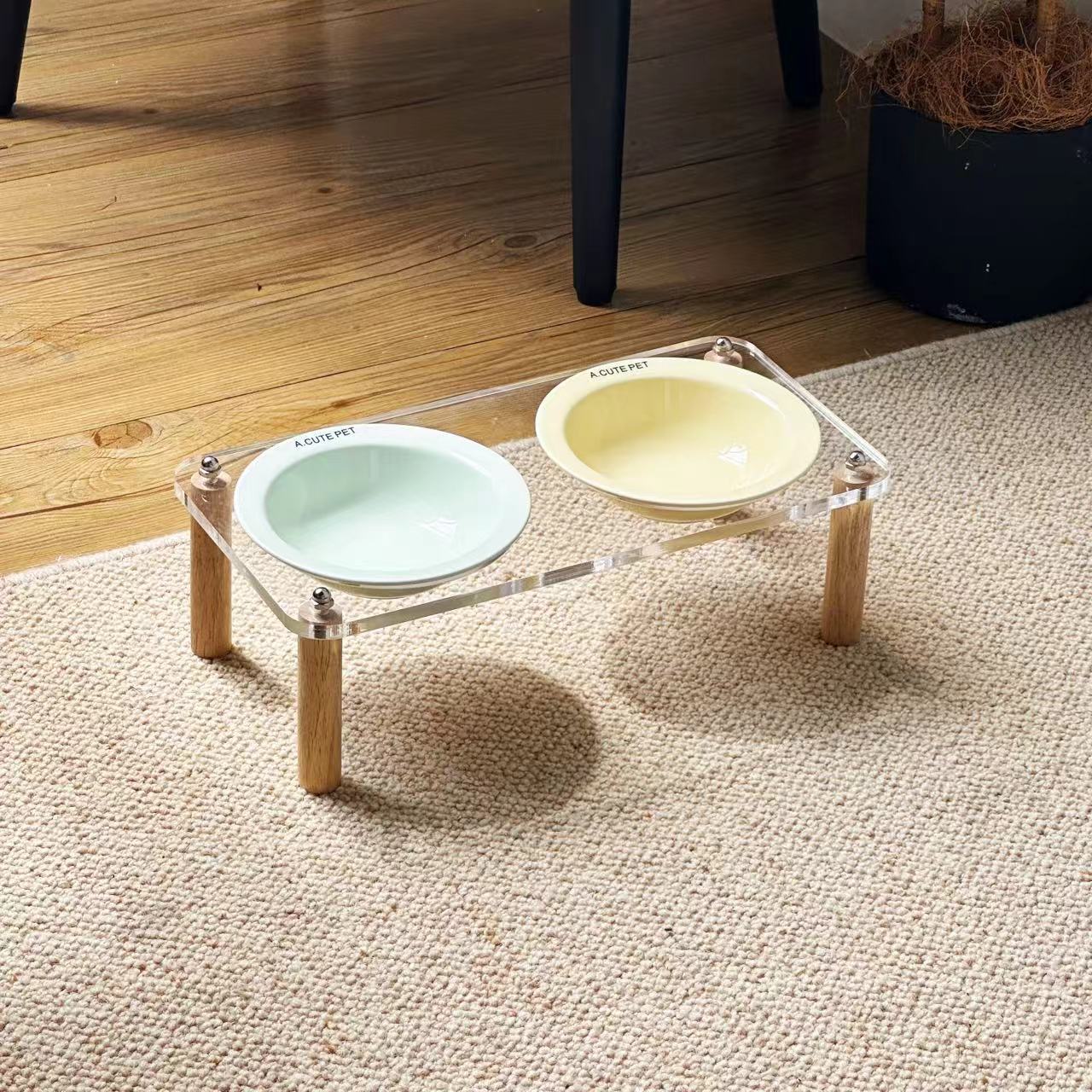 Elevated Anti-Tip Ceramic Double Pet Bowl