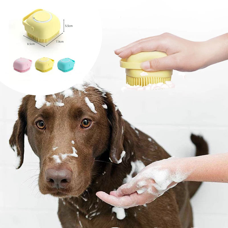 Silicone Pet Bath Massage Gloves with Shampoo Dispenser