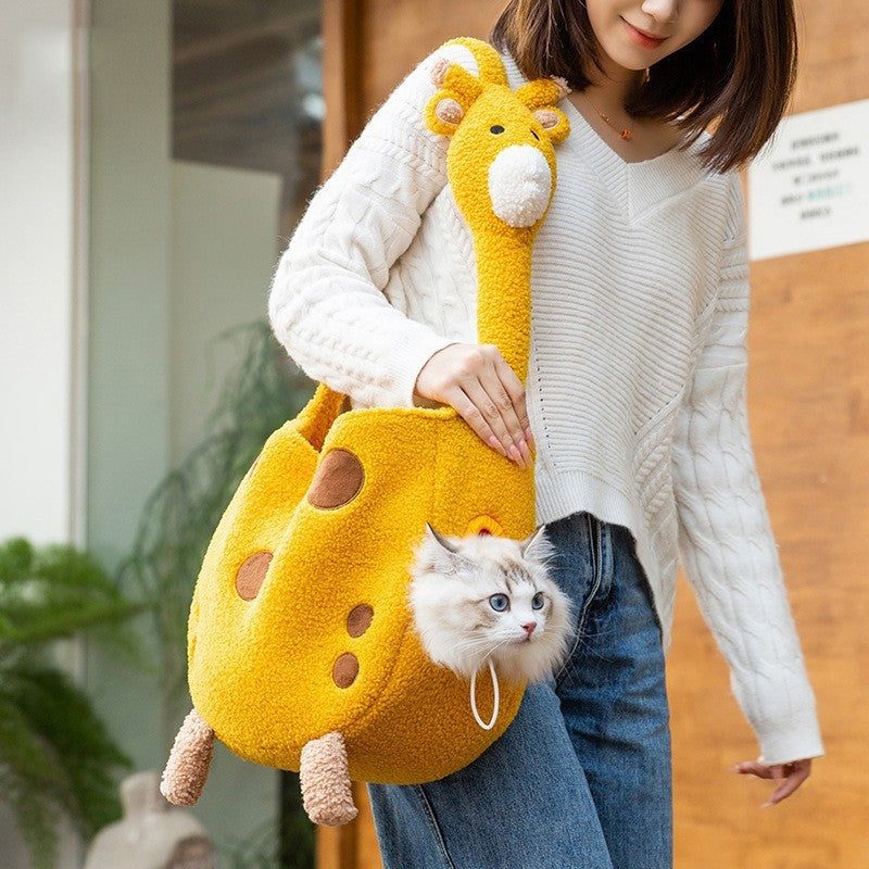 Animal-Shaped Portable Pet Backpack Off-Shoulder Carrier