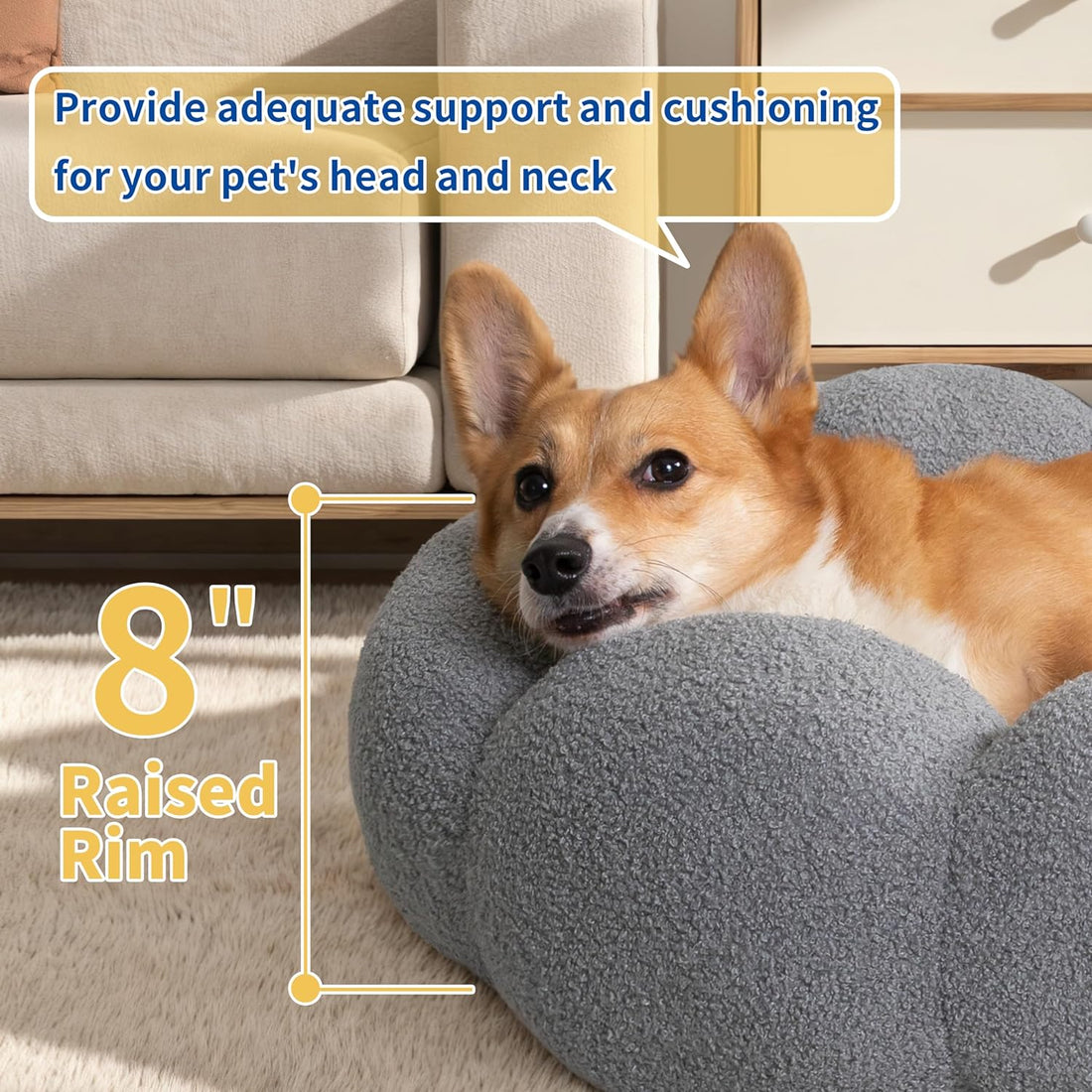 Fluffy Calming Plush Donut Pet Bed