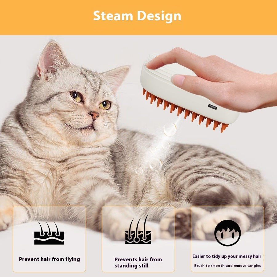 USB Rechargeable Pet Steam Brush and Massage Comb