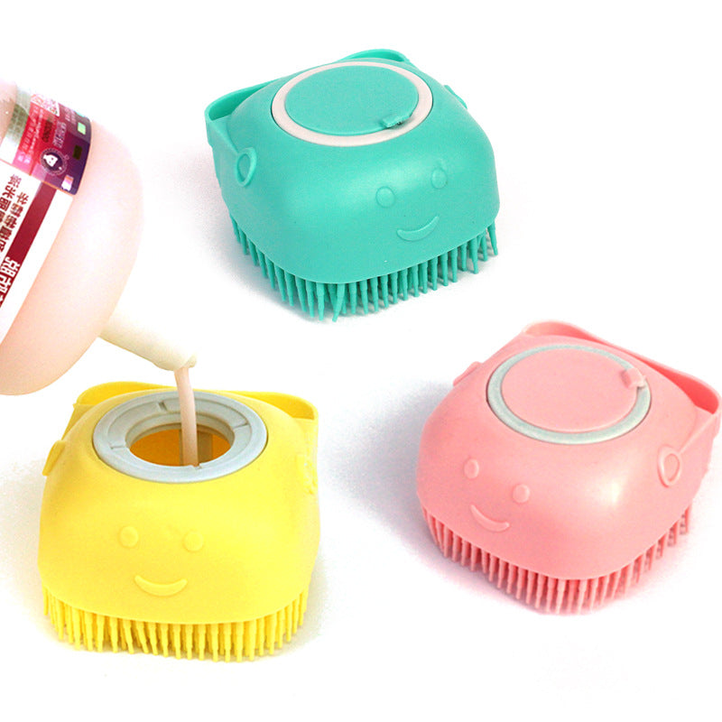 Silicone Pet Bath Massage Gloves with Shampoo Dispenser