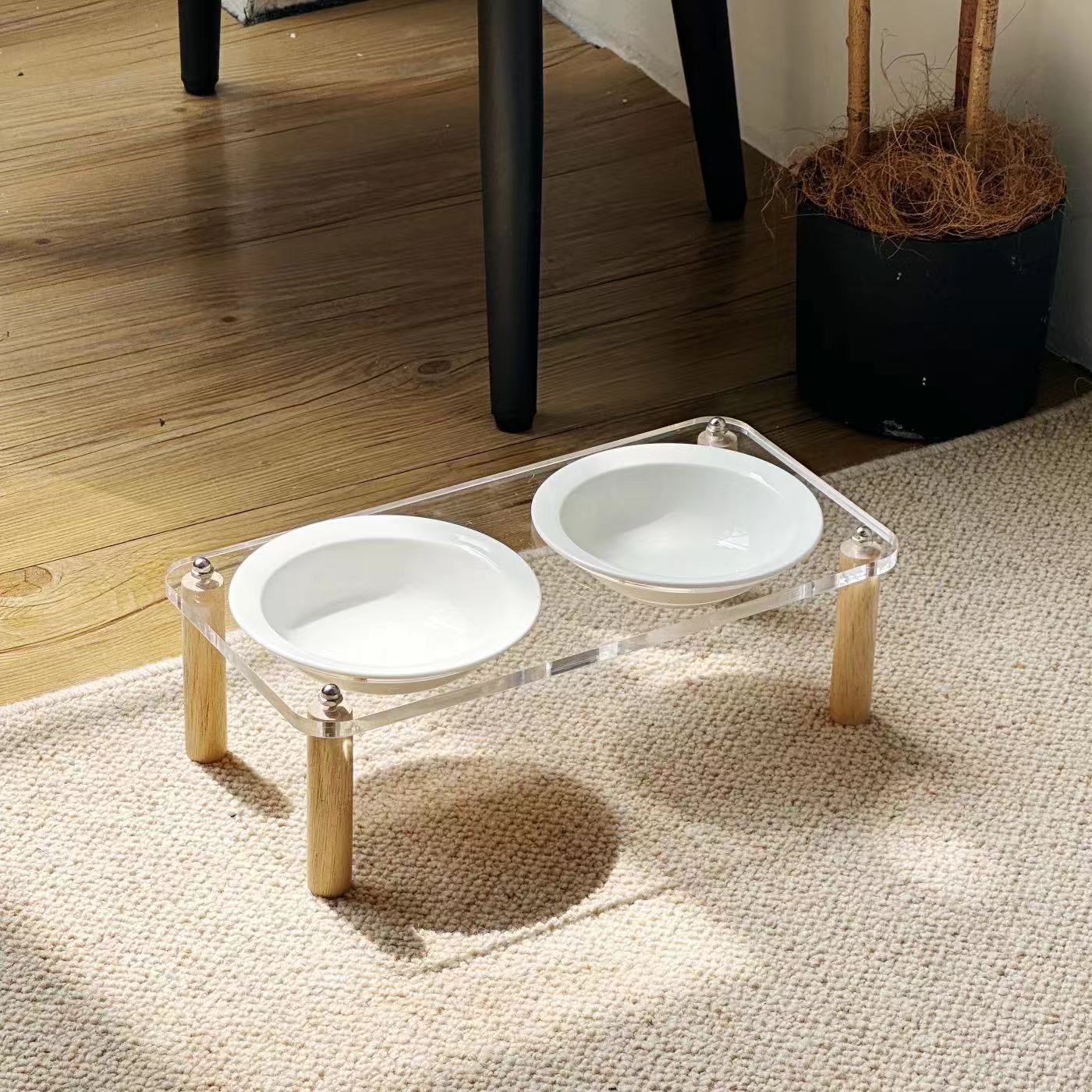 Elevated Anti-Tip Ceramic Double Pet Bowl