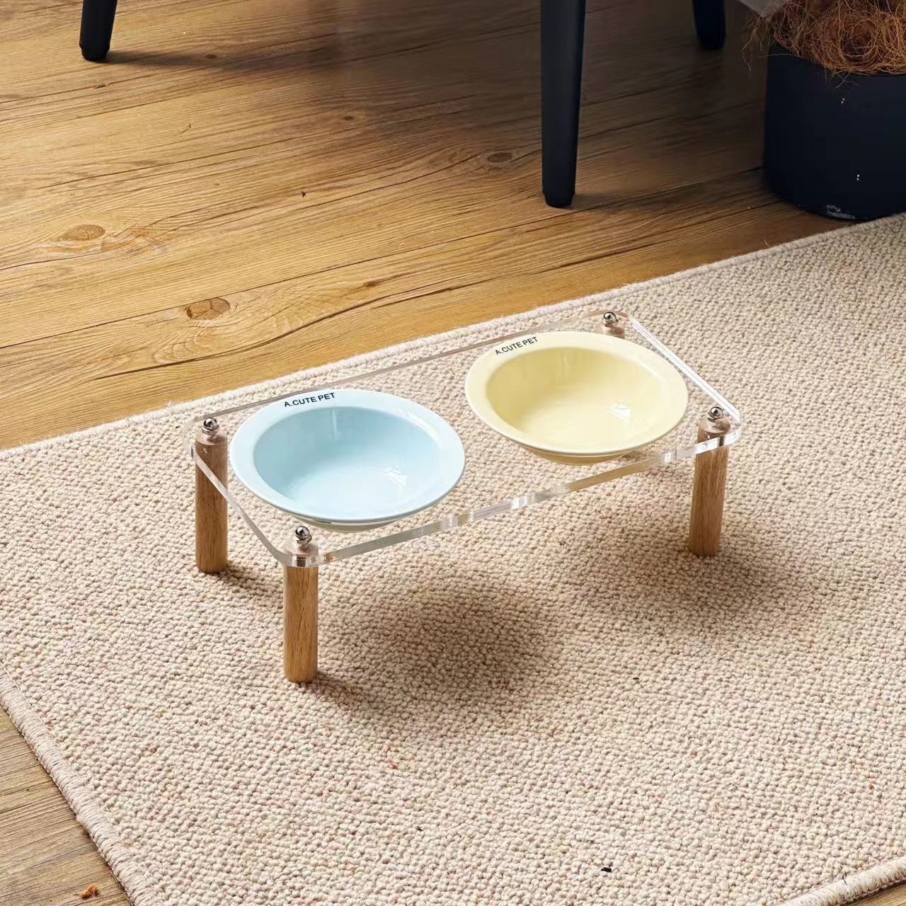 Elevated Anti-Tip Ceramic Double Pet Bowl