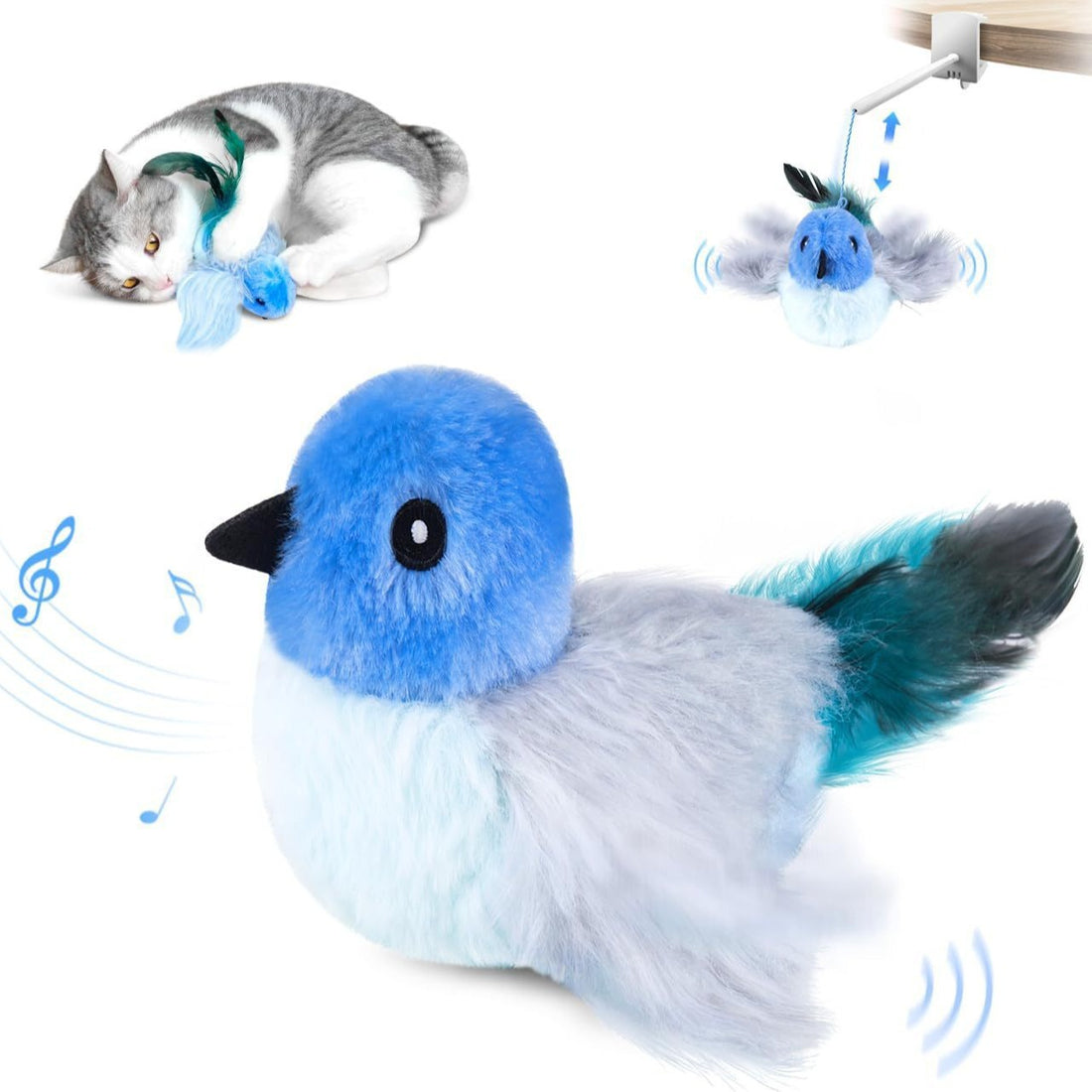 USB Rechargeable Interactive Plush Bird Toy for Pets