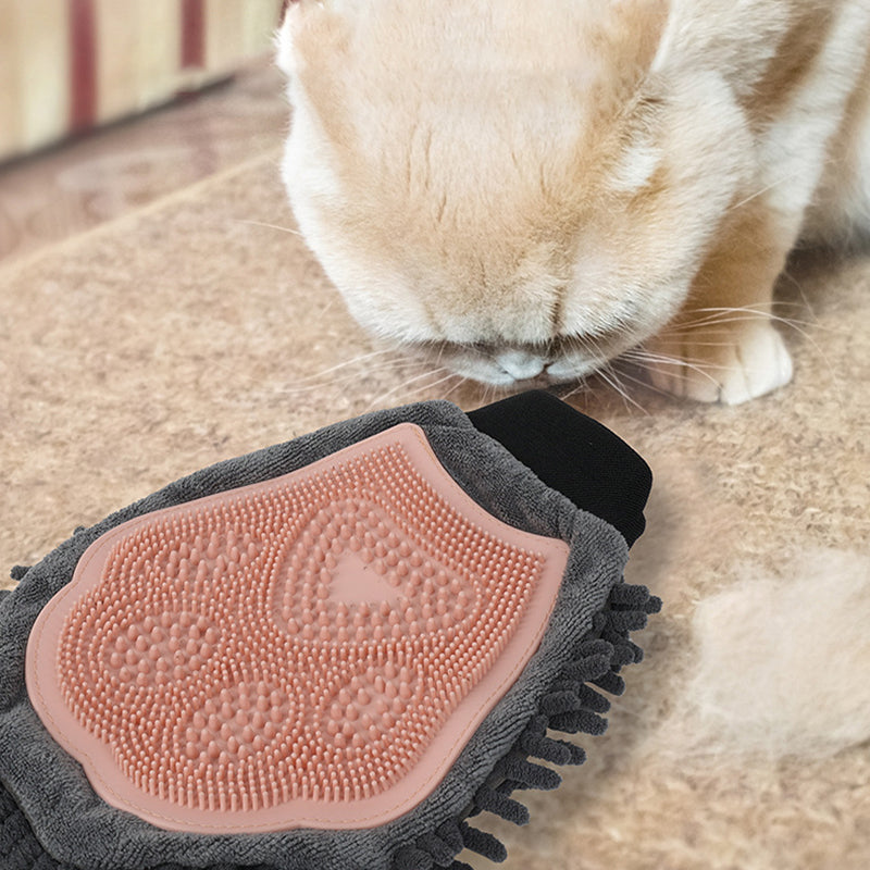 2-in-1 Pet Grooming Glove Brush for Bathing and Massage
