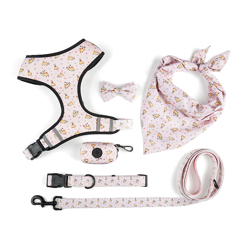 Pet Leash Harness With Decorative Bow
